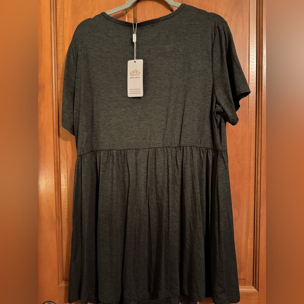 NWT Bearsland Black Babydoll Dress with Short Sleeves and Crew Neck - Picture 2 of 4
